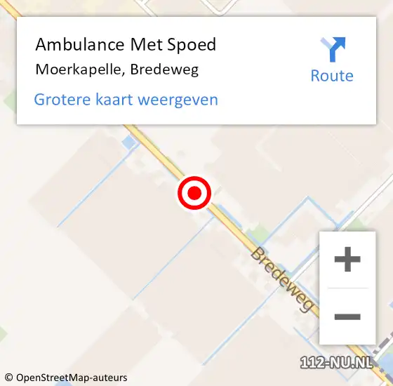 Locatie op kaart van de 112 melding: Ambulance Met Spoed Naar Moerkapelle, Bredeweg op 5 september 2017 23:15