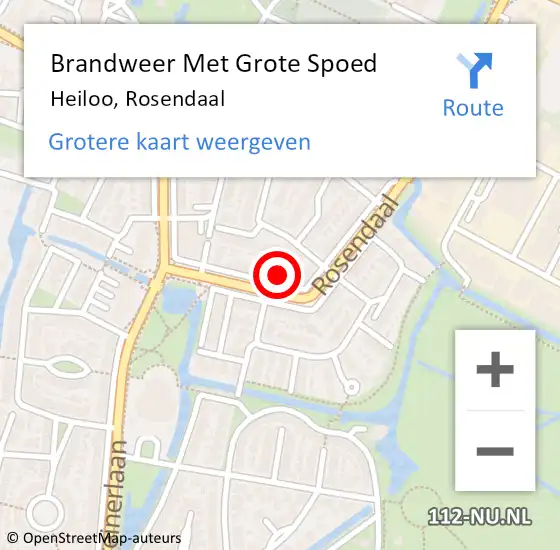 Locatie op kaart van de 112 melding: Brandweer Met Grote Spoed Naar Heiloo, Rosendaal op 6 september 2017 00:22