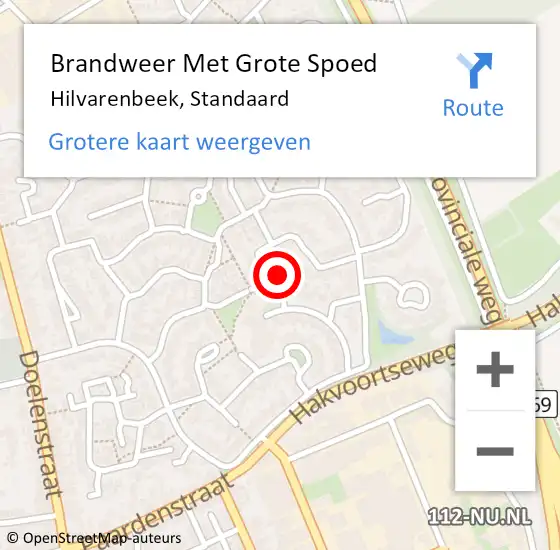 Locatie op kaart van de 112 melding: Brandweer Met Grote Spoed Naar Hilvarenbeek, Standaard op 6 september 2017 00:45