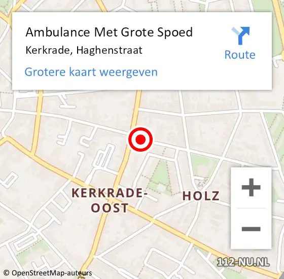 Locatie op kaart van de 112 melding: Ambulance Met Grote Spoed Naar Kerkrade, Haghenstraat op 6 september 2017 00:51