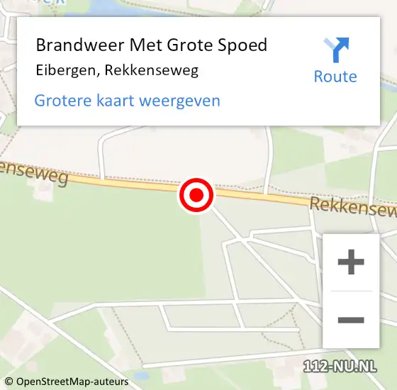 Locatie op kaart van de 112 melding: Brandweer Met Grote Spoed Naar Eibergen, Rekkenseweg op 6 september 2017 01:13