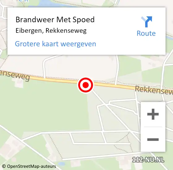 Locatie op kaart van de 112 melding: Brandweer Met Spoed Naar Eibergen, Rekkenseweg op 6 september 2017 01:16