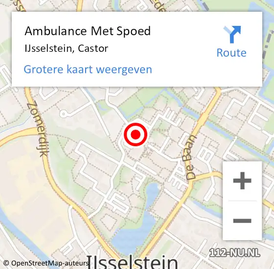 Locatie op kaart van de 112 melding: Ambulance Met Spoed Naar IJsselstein, Castor op 6 september 2017 01:59