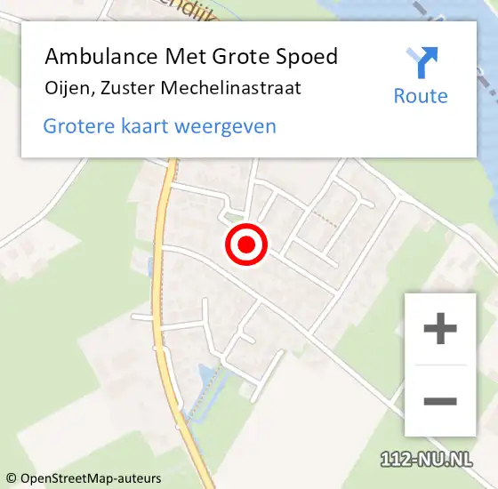 Locatie op kaart van de 112 melding: Ambulance Met Grote Spoed Naar Oijen, Zuster Mechelinastraat op 6 september 2017 02:37