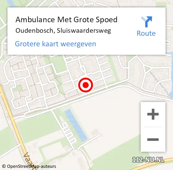 Locatie op kaart van de 112 melding: Ambulance Met Grote Spoed Naar Oudenbosch, Sluiswaardersweg op 6 september 2017 03:39