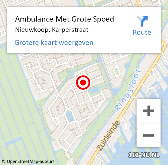 Locatie op kaart van de 112 melding: Ambulance Met Grote Spoed Naar Nieuwkoop, Karperstraat op 6 september 2017 05:37