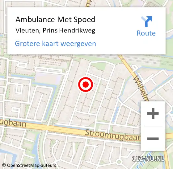 Locatie op kaart van de 112 melding: Ambulance Met Spoed Naar Vleuten, Prins Hendrikweg op 6 september 2017 05:42