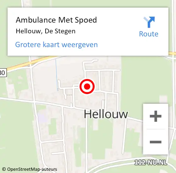 Locatie op kaart van de 112 melding: Ambulance Met Spoed Naar Hellouw, De Stegen op 6 september 2017 06:16