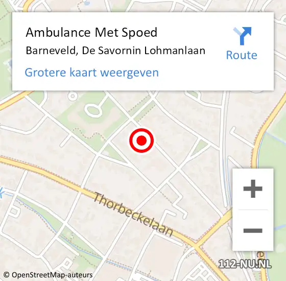 Locatie op kaart van de 112 melding: Ambulance Met Spoed Naar Barneveld, De Savornin Lohmanlaan op 6 september 2017 07:30