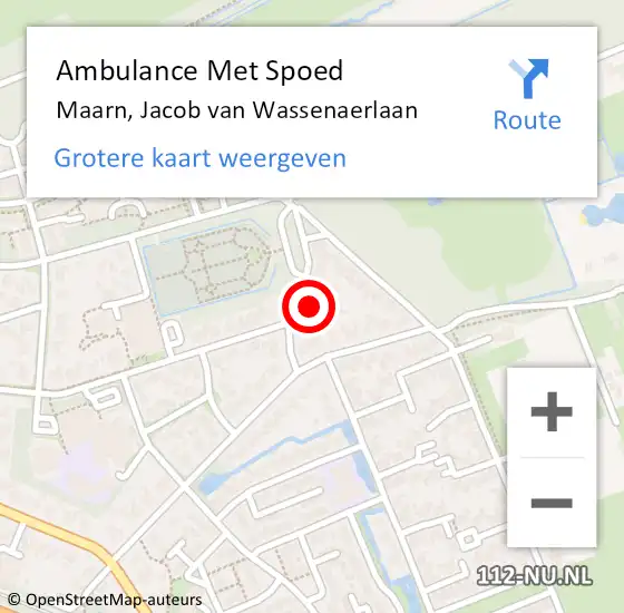 Locatie op kaart van de 112 melding: Ambulance Met Spoed Naar Maarn, Jacob van Wassenaerlaan op 6 september 2017 07:32