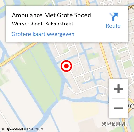 Locatie op kaart van de 112 melding: Ambulance Met Grote Spoed Naar Wervershoof, Kalverstraat op 6 september 2017 07:39