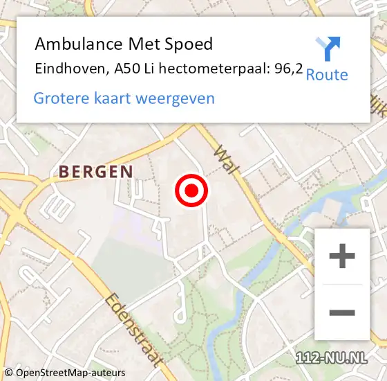 Locatie op kaart van de 112 melding: Ambulance Met Spoed Naar Eindhoven, A50 Li hectometerpaal: 96,2 op 6 september 2017 08:12