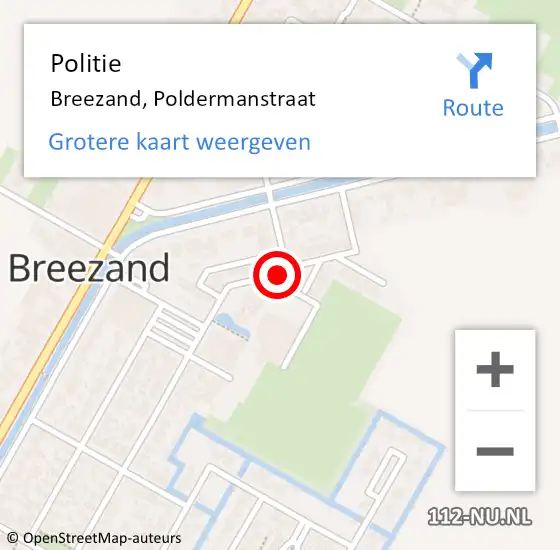 Locatie op kaart van de 112 melding: Politie Breezand, Poldermanstraat op 6 september 2017 08:49