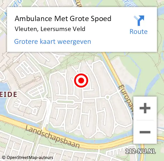 Locatie op kaart van de 112 melding: Ambulance Met Grote Spoed Naar Vleuten, Leersumse Veld op 31 januari 2014 16:51