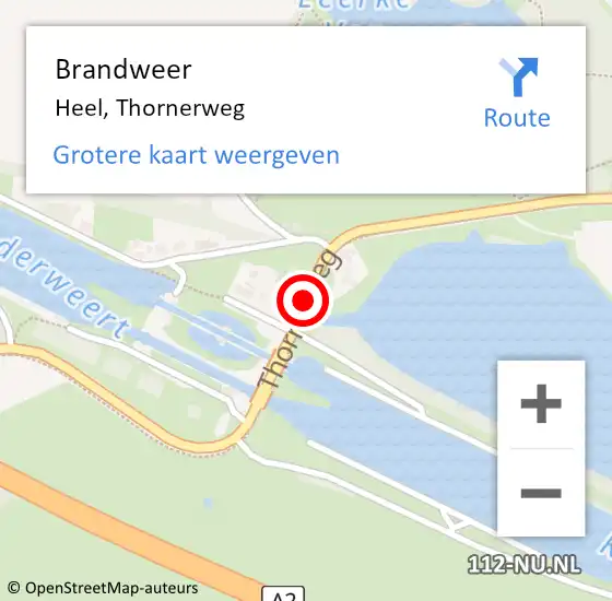 Locatie op kaart van de 112 melding: Brandweer Heel, Thornerweg op 6 september 2017 09:43