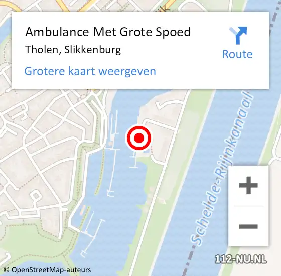 Locatie op kaart van de 112 melding: Ambulance Met Grote Spoed Naar Tholen, Slikkenburg op 6 september 2017 09:57