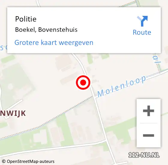 Locatie op kaart van de 112 melding: Politie Boekel, Bovenstehuis op 6 september 2017 10:14