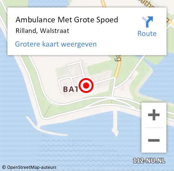 Locatie op kaart van de 112 melding: Ambulance Met Grote Spoed Naar Rilland, Walstraat op 6 september 2017 10:56