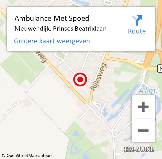 Locatie op kaart van de 112 melding: Ambulance Met Spoed Naar Nieuwendijk, Prinses Beatrixlaan op 6 september 2017 11:55