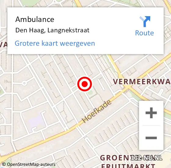 Locatie op kaart van de 112 melding: Ambulance Den Haag, Langnekstraat op 6 september 2017 11:58