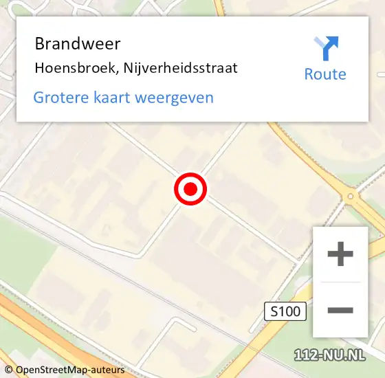 Locatie op kaart van de 112 melding: Brandweer Hoensbroek, Nijverheidsstraat op 31 januari 2014 17:12