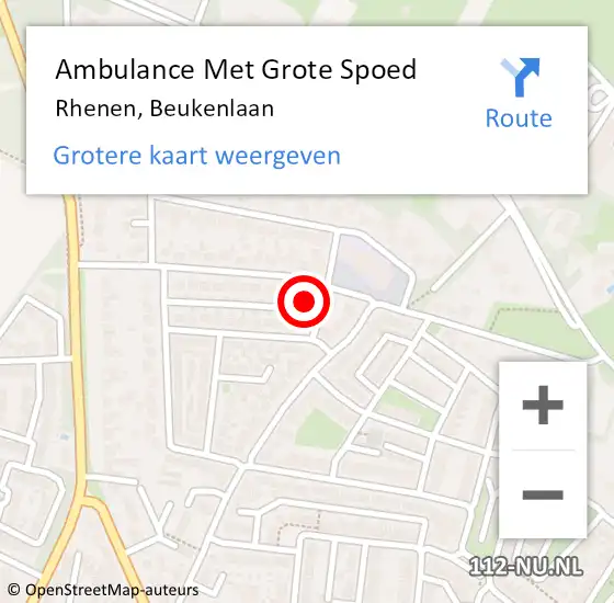 Locatie op kaart van de 112 melding: Ambulance Met Grote Spoed Naar Rhenen, Beukenlaan op 6 september 2017 12:02