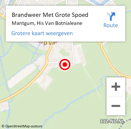 Locatie op kaart van de 112 melding: Brandweer Met Grote Spoed Naar Mantgum, His Van Botnialeane op 6 september 2017 12:09