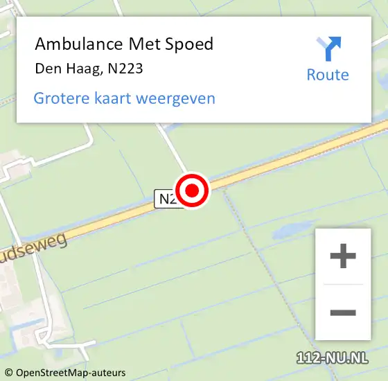 Locatie op kaart van de 112 melding: Ambulance Met Spoed Naar Den Haag, N223 op 6 september 2017 12:17