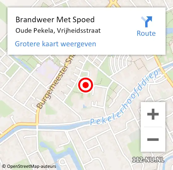 Locatie op kaart van de 112 melding: Brandweer Met Spoed Naar Oude Pekela, Vrijheidsstraat op 6 september 2017 12:29