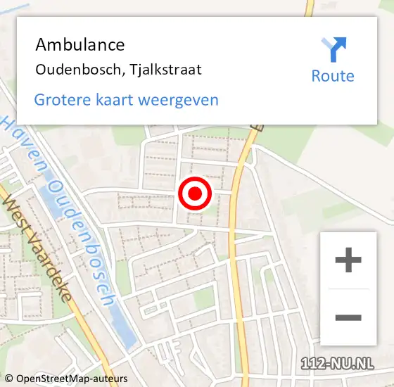 Locatie op kaart van de 112 melding: Ambulance Oudenbosch, Tjalkstraat op 6 september 2017 12:33