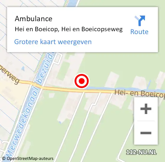 Locatie op kaart van de 112 melding: Ambulance Hei en Boeicop, Hei en Boeicopseweg op 6 september 2017 13:57