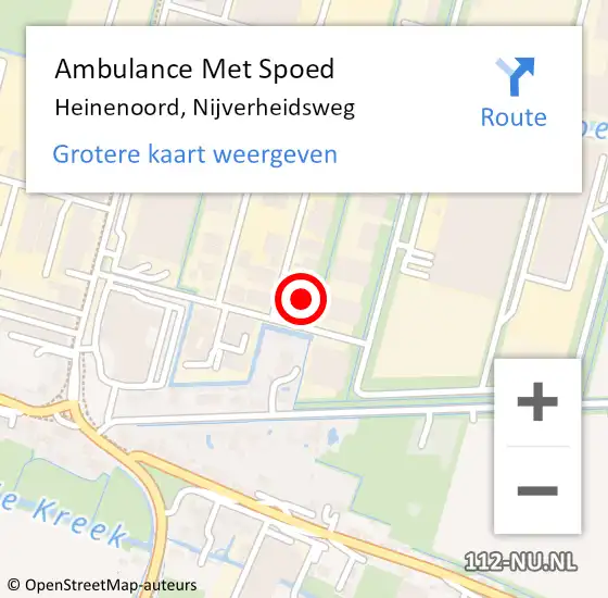 Locatie op kaart van de 112 melding: Ambulance Met Spoed Naar Heinenoord, Nijverheidsweg op 6 september 2017 14:28