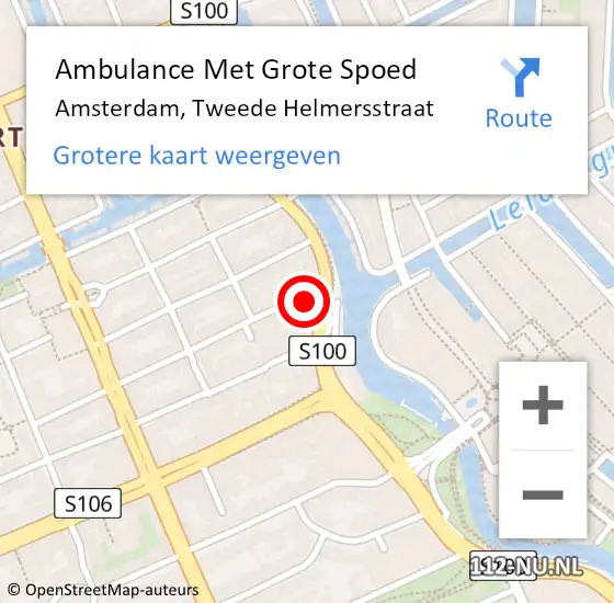 Locatie op kaart van de 112 melding: Ambulance Met Grote Spoed Naar Amsterdam, Tweede Helmersstraat op 6 september 2017 15:01