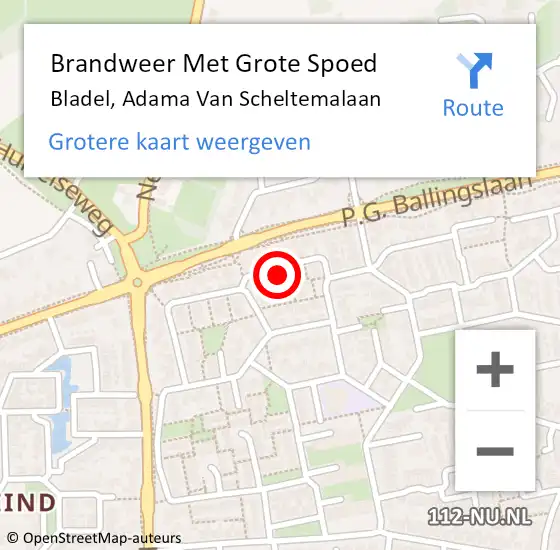 Locatie op kaart van de 112 melding: Brandweer Met Grote Spoed Naar Bladel, Adama Van Scheltemalaan op 6 september 2017 15:04