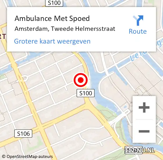 Locatie op kaart van de 112 melding: Ambulance Met Spoed Naar Amsterdam, Tweede Helmersstraat op 6 september 2017 15:19