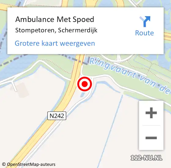 Locatie op kaart van de 112 melding: Ambulance Met Spoed Naar Stompetoren, Schermerdijk op 6 september 2017 15:26