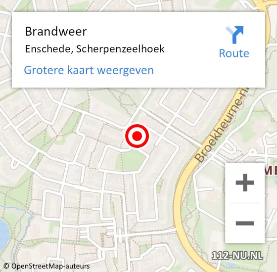 Locatie op kaart van de 112 melding: Brandweer Enschede, Scherpenzeelhoek op 6 september 2017 15:45