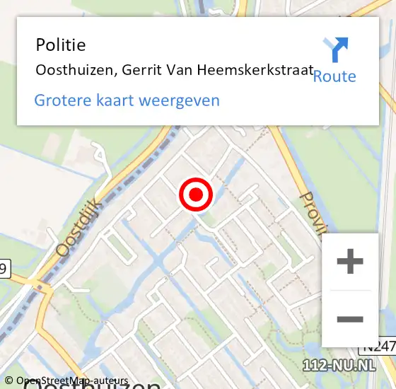 Locatie op kaart van de 112 melding: Politie Oosthuizen, Gerrit Van Heemskerkstraat op 6 september 2017 15:52