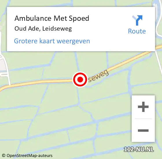 Locatie op kaart van de 112 melding: Ambulance Met Spoed Naar Oud Ade, Leidseweg op 6 september 2017 15:55