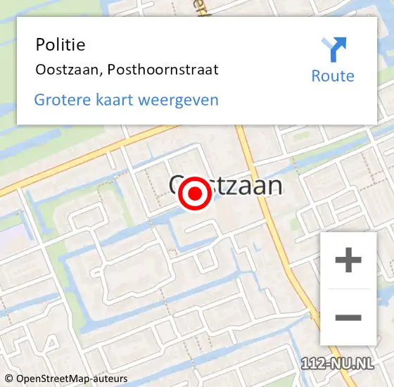 Locatie op kaart van de 112 melding: Politie Oostzaan, Posthoornstraat op 6 september 2017 16:04