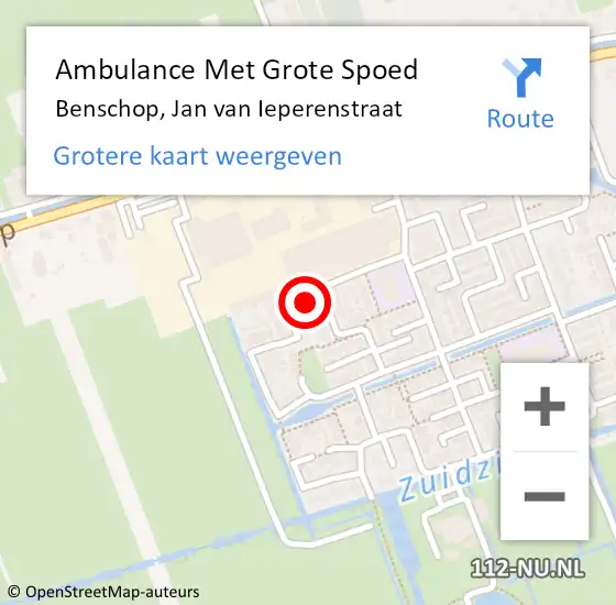 Locatie op kaart van de 112 melding: Ambulance Met Grote Spoed Naar Benschop, Jan van Ieperenstraat op 6 september 2017 16:14