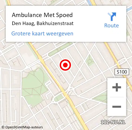 Locatie op kaart van de 112 melding: Ambulance Met Spoed Naar Den Haag, Bakhuizenstraat op 6 september 2017 16:14