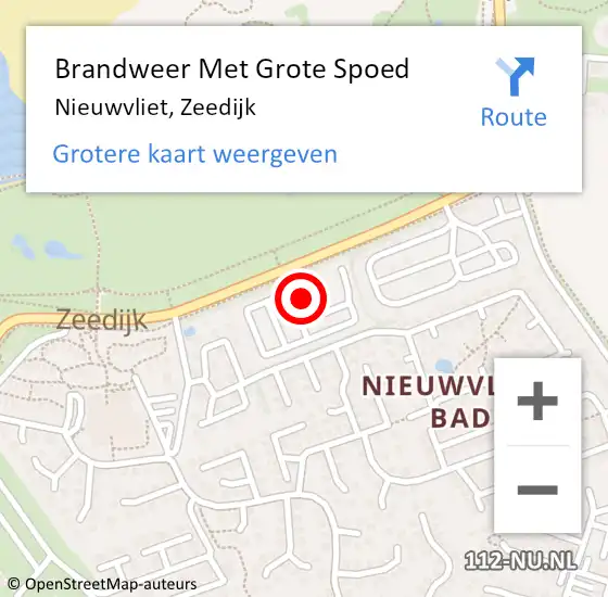 Locatie op kaart van de 112 melding: Brandweer Met Grote Spoed Naar Nieuwvliet, Zeedijk op 6 september 2017 16:24