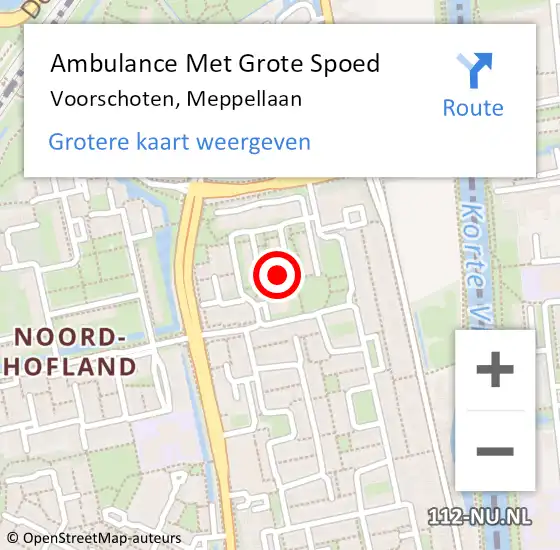 Locatie op kaart van de 112 melding: Ambulance Met Grote Spoed Naar Voorschoten, Meppellaan op 31 januari 2014 17:39