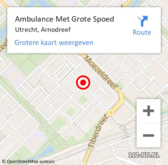 Locatie op kaart van de 112 melding: Ambulance Met Grote Spoed Naar Utrecht, Arnodreef op 6 september 2017 16:33