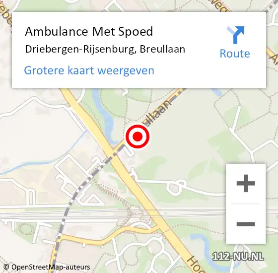 Locatie op kaart van de 112 melding: Ambulance Met Spoed Naar Driebergen-Rijsenburg, Breullaan op 6 september 2017 16:48