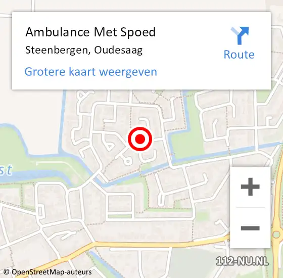 Locatie op kaart van de 112 melding: Ambulance Met Spoed Naar Steenbergen, Oudesaag op 6 september 2017 17:28