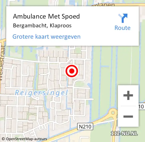 Locatie op kaart van de 112 melding: Ambulance Met Spoed Naar Bergambacht, Klaproos op 6 september 2017 17:31