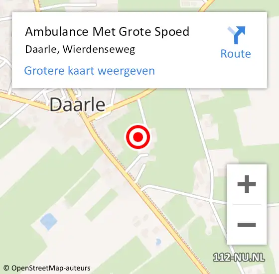 Locatie op kaart van de 112 melding: Ambulance Met Grote Spoed Naar Daarle, Wierdenseweg op 6 september 2017 19:16
