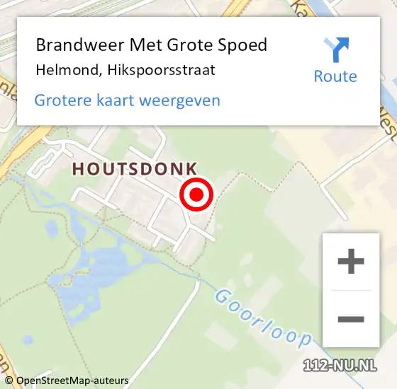 Locatie op kaart van de 112 melding: Brandweer Met Grote Spoed Naar Helmond, Hikspoorsstraat op 31 januari 2014 17:59